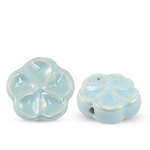 Beads Ceramic flower Light Blue