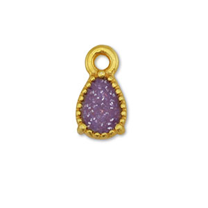 DQ European metal charms drop Gold-Glitter Purple (nickel free)