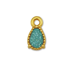 DQ European metal charms drop Gold-Glitter Turquoise (nickel free)