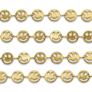 Stainless steel findings belcher chain smiley Gold