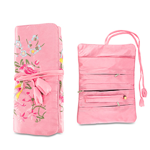 Jewellery travel case with flowers Pink