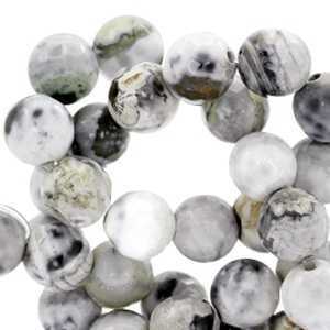 8mm round semi-precious stones faceted cut White-grey opal