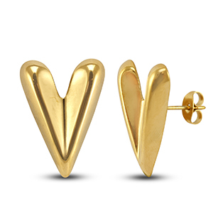 Stainless steel earrings / earpins heart Gold