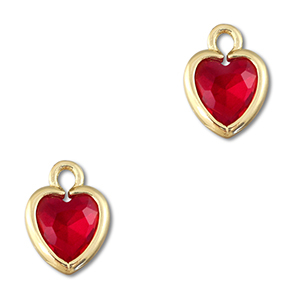 Crystal glass charms heart Red-Gold