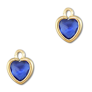 Crystal glass charms heart Dark Blue-Gold