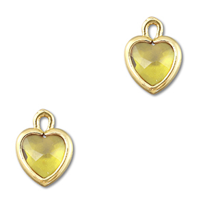 Crystal glass charms heart Yellow-Gold