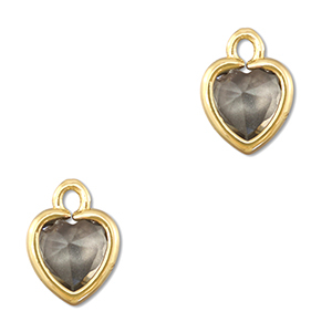 Crystal glass charms heart Light Grey-Gold