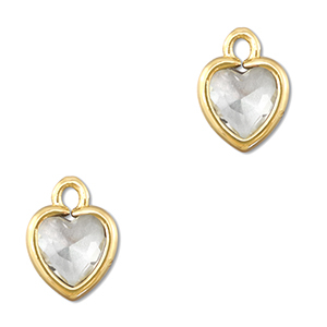 Crystal glass charms heart Transparent-Gold