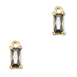 Crystal glass charms rectangle Multicolor-Gold