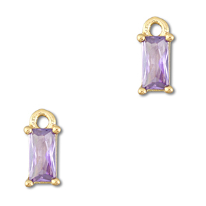 Crystal glass charms rectangle Light Lilac-Gold