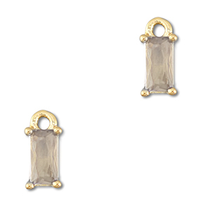 Crystal glass charms rectangle Light Grey-Gold
