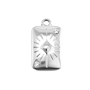 BY31&reg; Stainless steel charms card diamond Silver