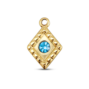BY31&reg; Stainless steel charms rhombus Gold-Aqua