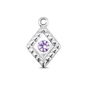 BY31&reg; Stainless steel charms rhombus Silver-Light Lilac