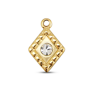BY31&reg; Stainless steel charms rhombus Gold-Crystal