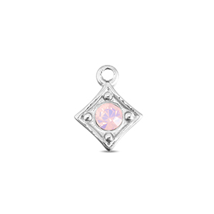 BY31&reg; Stainless steel charms rhombus Silver-Soft Pink Opal