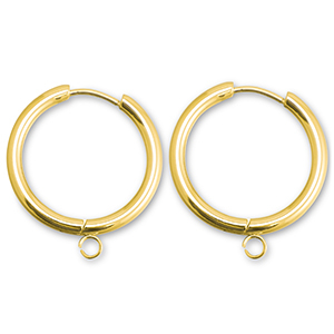 Stainless steel earrings creole with loop 21mm Gold