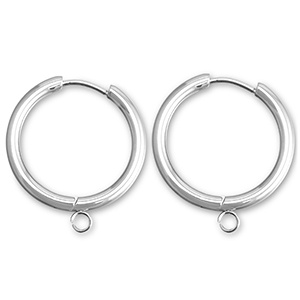 Stainless steel earrings creole with loop 21mm Silver