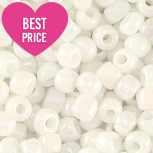 Glass seed beads 6/0 (4mm) White AB