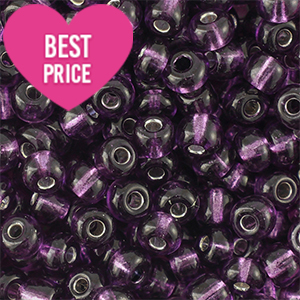 Glass seed beads 8/0 (3mm) Silverlined Purple