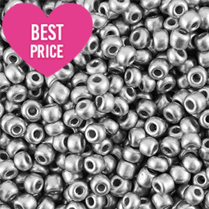 Glass seed beads 12/0 (2mm) Metallic Shine Silver
