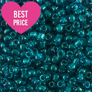Glass seed beads 12/0 (2mm) Transparent Petrol Blue