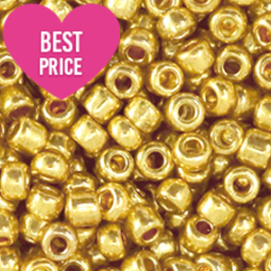 Glass seed beads 8/0 (3mm) Metallic Shine Gold