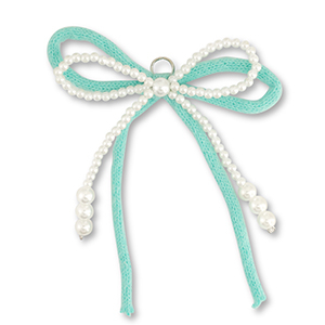 Statement charms double bow White-Mint Green