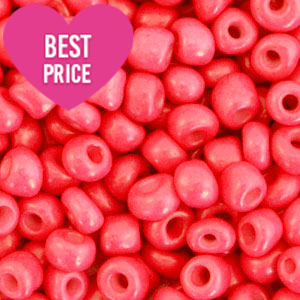 Glass seed beads 12/0 (2mm) Neon Coral Red