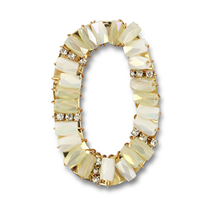 Top faceted charms oval White AB-Transparent AB-Gold