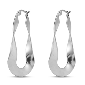 Stainless steel earrings / earpins oval twist Silver