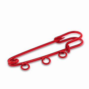 Colourful jewellery findings ornamental pin with 3 loops Red
