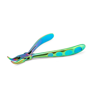 Beadsmith Chroma bent chain nose pliers with spring Rainbow Titanium