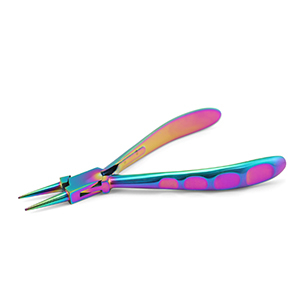 Beadsmith Chroma round nose pliers with spring Rainbow Titanium