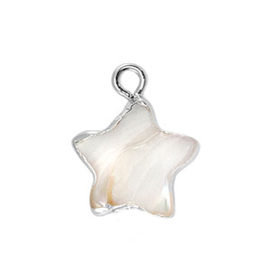 Freshwater pearls charm star Silver-Taupe