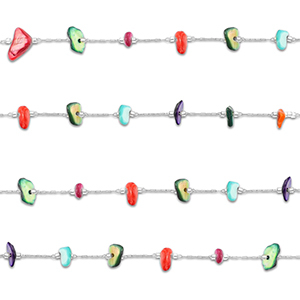 Stainless steel findings belcher chain irregular Silver-Multicolour
