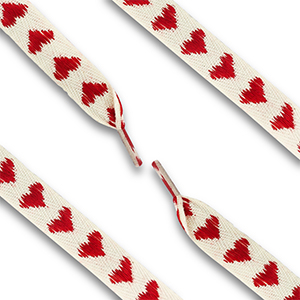 Trendy shoe laces with heart Off White-Red
