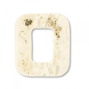 Polymer pendants square Off White-Beige-Gold