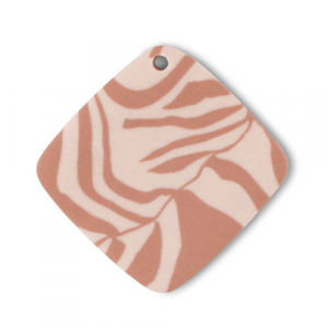 Polymer pendants rhombus Light Peach Pink-Light Brown