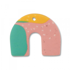 Polymer pendants arch Green-Pink-Ochre Yellow