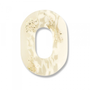 Polymer pendants oval Off White-Beige-Gold