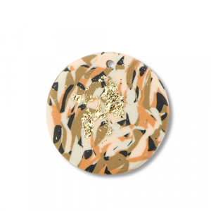 Polymer pendants round Brown-Pink-White-Gold