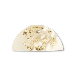 Polymer pendants semicircle Off White-Beige-Gold