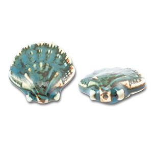 Pendants ceramic shell Teal Blue