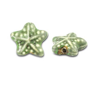 Beads ceramic starfish Light Green