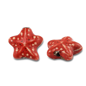 Beads ceramic starfish Red