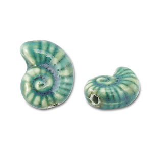Beads ceramic shell Teal Blue