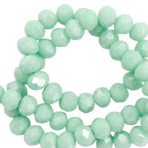 Top faceted beads 6x4mm disc Bleached Aqua Green-AB Coating