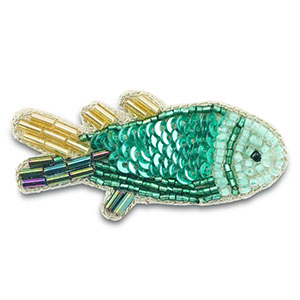 Brooches fish Green-Gold-Multicolour AB Coating