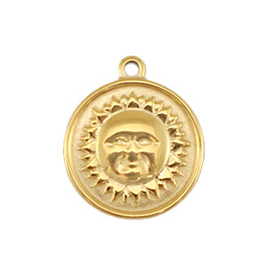 Stainless steel charms sun Gold